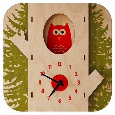ウォールクロック 木製 壁掛け時計 フクロウ<br> Modern Moose Tree Owl Wall Clock