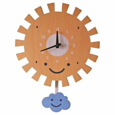 ウォールクロック 木製 振り子時計 壁掛け時計 おひさま 太陽<br> Modern Moose 10inch Sun Pendulum Wall Clock
