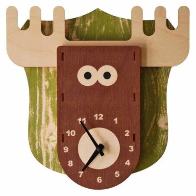 ウォールクロック 木製 壁掛け時計 ヘラジカ シカ<br> Modern Moose Moose Wall Clock