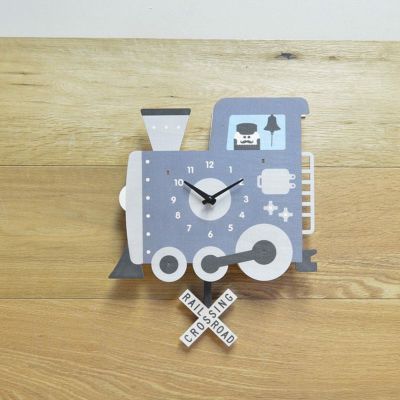 ウォールクロック 木製 振り子時計 壁掛け時計 機関車 汽車<br> Modern Moose Train Pendulum Wall Clock