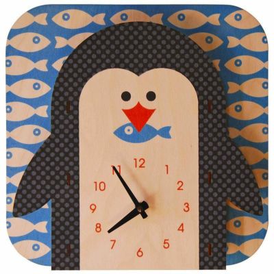 ウォールクロック 木製 壁掛け時計 ペンギン<br> Modern Moose Penguin Wall Clock
