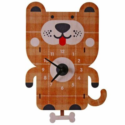 ウォールクロック 木製 振り子時計 壁掛け時計 イヌ ドッグ Dog Pendulum Wall Clock