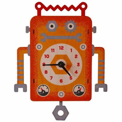 ウォールクロック 木製 振り子時計 壁掛け時計 ロボット<br> Modern Moose Robot Pendulum Wall Clock