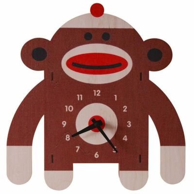 ウォールクロック 木製 壁掛け時計 サル<br> Modern Moose Sockmonkey Wall Clock