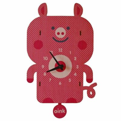 ウォールクロック 木製 振り子時計 壁掛け時計 ブタ<br> Modern Moose Pig Pendulum Wall Clock