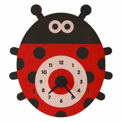 ウォールクロック 木製 壁掛け時計 てんとう虫<br> Modern Moose Ladybug Wall Clock