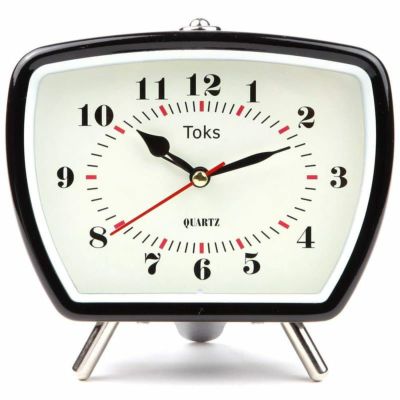 ビンテージ レトロ アラームクロック 目覚まし時計 幅14cm<br> Lily’s Home Vintage/Retro Inspired Analog Alarm Clock, Bedside Table Alarm Clock. Black 5.5”