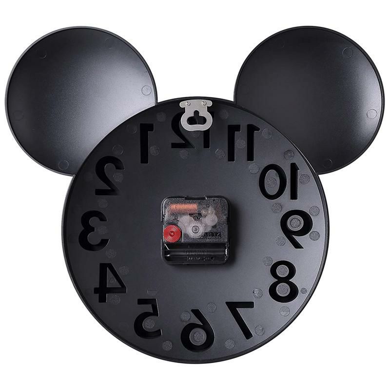 3Dウォールクロックミッキーマウスディズニー壁掛け時計MEIDICLOCKModernDesignMickeyMouseBigDigit3DWallClockHomeDecorDecoration-Black