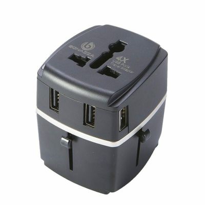 海外旅行用 変換プラグ BONAZZA Universal World Travel Adapter Kit w/4 USB Ports - UK, US, AU, Europe Plug Adapter - Over 150 Countries & USB Power Adapter for iPhone, Android, All USB Devices - Surge P