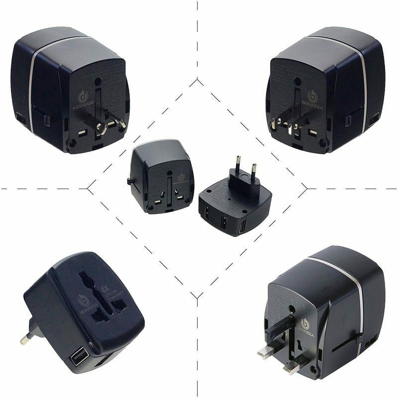 海外旅行用変圧器変換プラグ1840WBONAZZAUniversalWorldTravelAdapterKitw/4USBPorts-UK,US,AU,EuropePlugAdapter-Over150Countries&USBPowerAdapterforiPhone,Android,AllUSBDevices-SurgeProtection