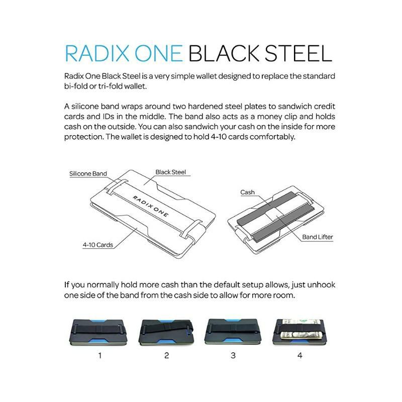 マネークリップカードケース最大10枚ブラックスチールRFIDブロックスキミング防止防犯財布ウォレットRadixOneBlackSteel-RFIDBlockingMinimalistFrontPocketUltraThinStrongWalletMoneyClip