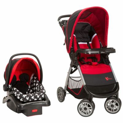 ディズニー トラベルシステム ベビーカー チャイルドシート ベビーキャリー カーシート ストローラー 乳母車 Disney Amble Quad Travel System, Mickey Silhouette【代引不可】