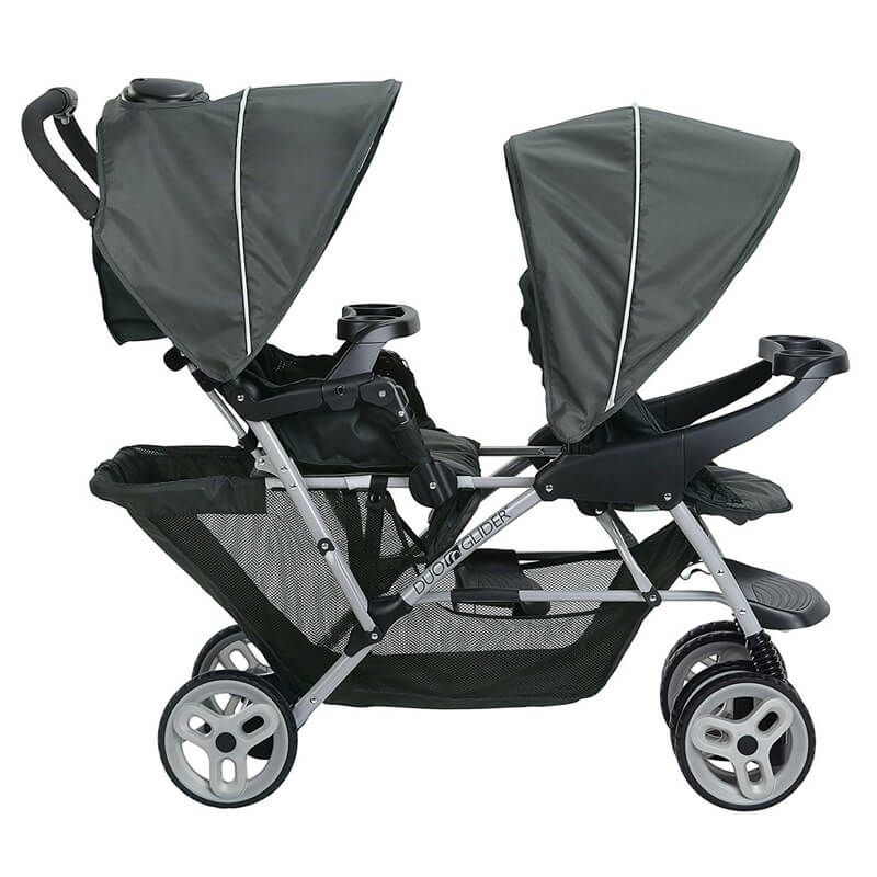 ベビーカータンデム双子用前後二人乗りGracoDuoGliderClickConnectStroller,Glacier