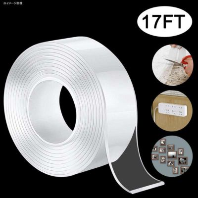 両面テープ はがせる 強力接着 5m 幅30mm 厚さ2mm 再利用 洗濯可能 Nano Double Sided Tape Heavy Duty Mounting Tape, Multipurpose Reusable Traceless Strong Adhesive Washable Removable Clear Anti Slip, 17 F