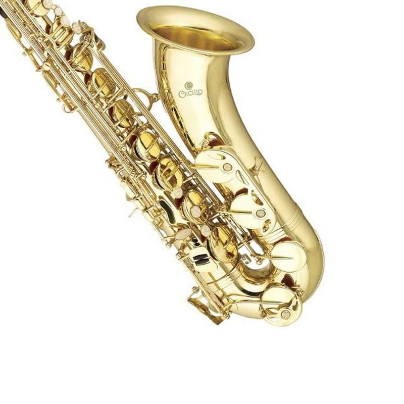 テナーサックスチューナーケース付MendinibyCecilioMTS-L+92DGoldLacquerBFlatTenorSaxophonewithTuner,Case,Mouthpiece