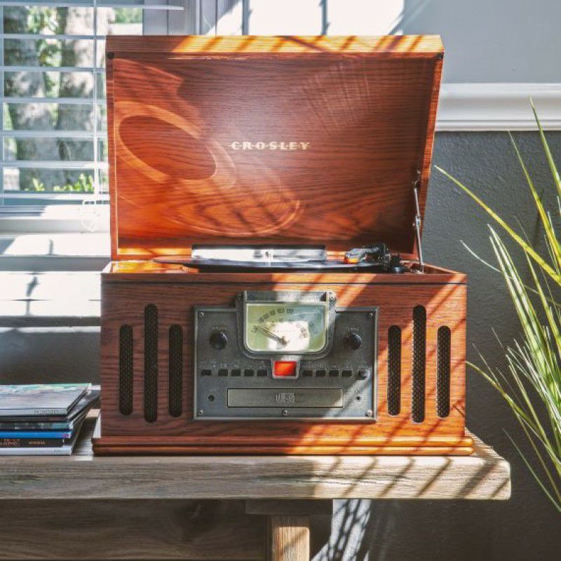 クロスリー ラジオ レコードプレーヤー CDプレーヤー カセットデッキ Aux Bluetooth Crosley CR704B Musician  3-Speed Turntable with Radio, CD/Cassette Player, Aux-In and Bluetooth |  アルファエスパス