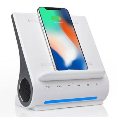 Bluetooth ポータブルスピーカー ワイヤレス急速充電対応 スマートフォン タブレット に Azpen Dockall D108 - Qi Wireless Fast Charging Docking Station with Upgraded Bluetooth Speaker System