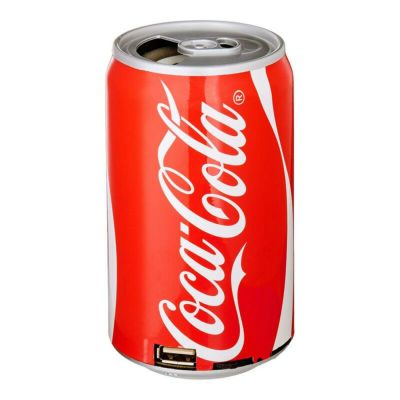 コカコーラ 缶型 充電式 ポータブル Bluetoothスピーカー ラジオ付き Coca-Cola Can Bluetooth Speaker, with FM Radio, Micro SD Card, USB, Aux Capabilities, 400mAh Polymer Battery, USB Charging Cable and Au