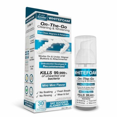 ホワイトフォーム 矯正用 リテーナー マウスピース ホワイトニング 50ml 歯を白く着色防止 口臭 予防 殺菌 クリーナー アライナー インビザライン クリーニング WhiteFoam On-the-Go Clear Retainer Cleaner for Inv