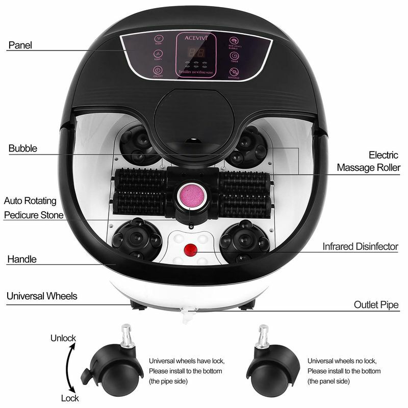 フットバス温度調節ジェットローラーGideonLuxuryFootSpaBathMassagerwithHeat_HeatedFootSoak-4BubblingWaterJets+6RollingMassageWheels+SoothingBlueLEDLight