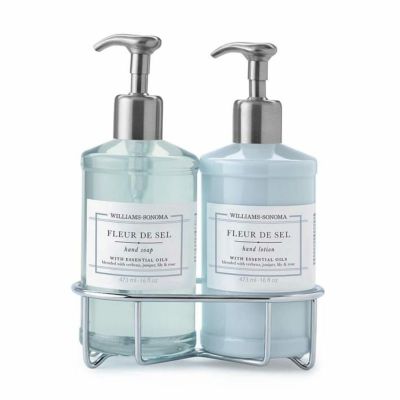 ウィリアムズソノマ デラックスハンドソープ＆ローションセット フルールドセル ステンレスポンプ Williams-Sonoma, Fleur de Sel, Deluxe Hand Soap & Lotion Set with Caddy