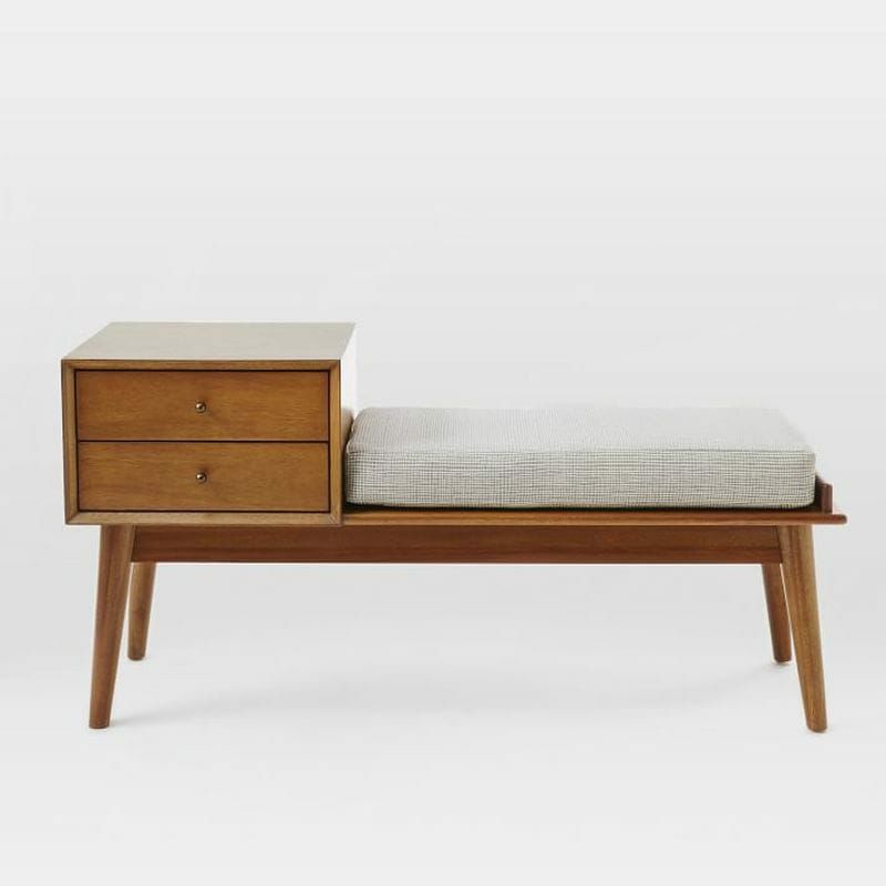 ミッドセンチュリー棚ベンチ椅子チェアMid-CenturyStorageBench-Acorn