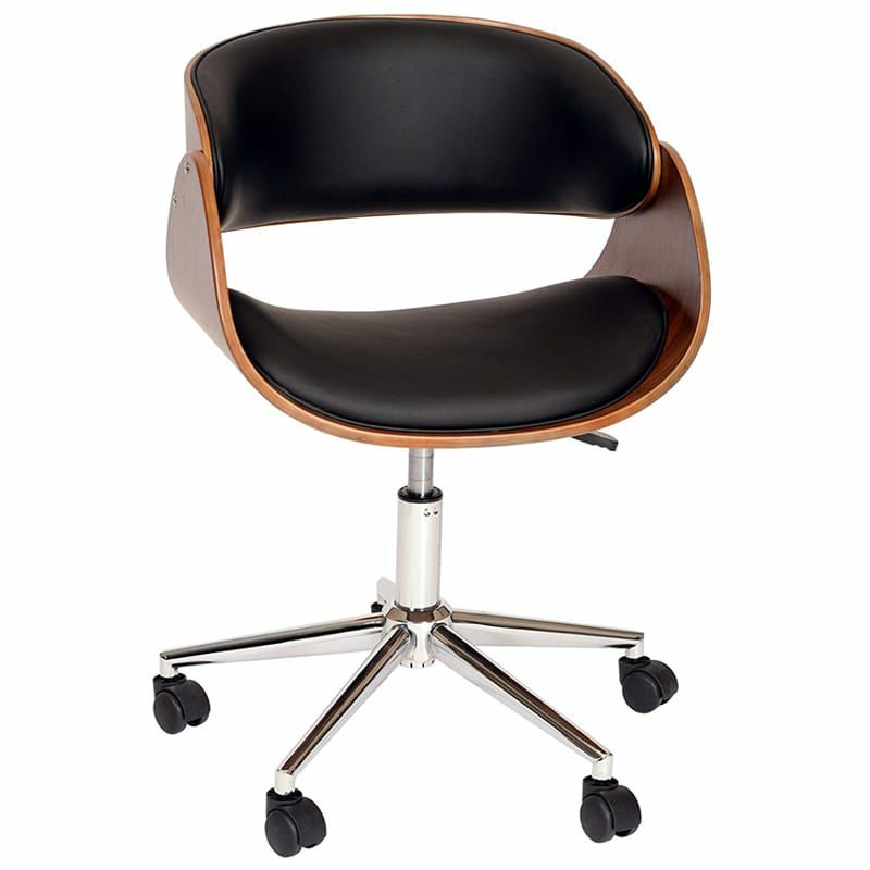 オフィスチェアー布張りレザーArmenLivingLCJUOFCHBLJulianOfficeChairinBlackFauxLeatherandChromeFinish