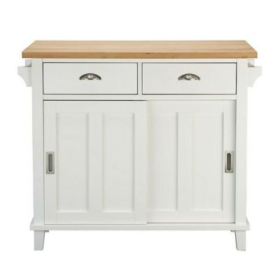 キッチンアイランド カウンター 幅113cmx52cm ラバーウッド 台 引き出し 収納 Crate and Barrel Belmont White Kitchen Island