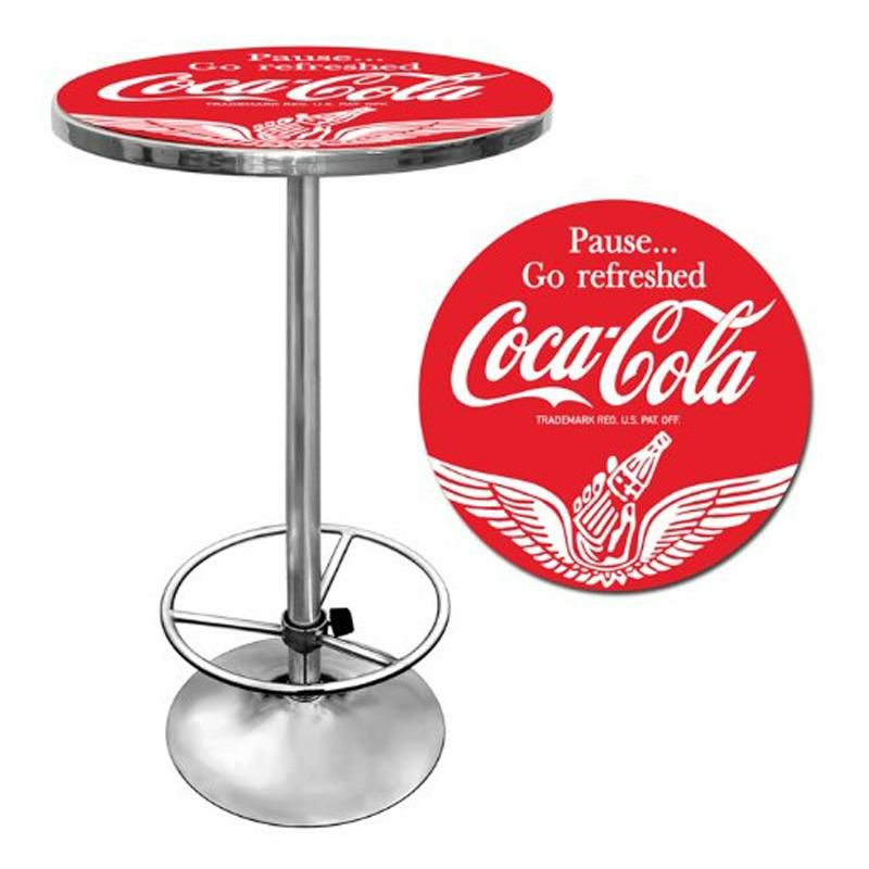 コカコーラバーテーブル丸型パブテーブルレトロアンティークビンテージCoca-Cola"Wings"ChromePubTable