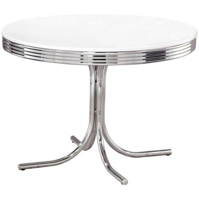 テーブル 丸型 パブテーブル クロム ホワイト レトロ アンティーク ビンテージ Retro Round Dining Table White and Chrome