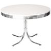 テーブル丸型パブテーブルクロムホワイトレトロアンティークビンテージRetroRoundDiningTableWhiteandChrome