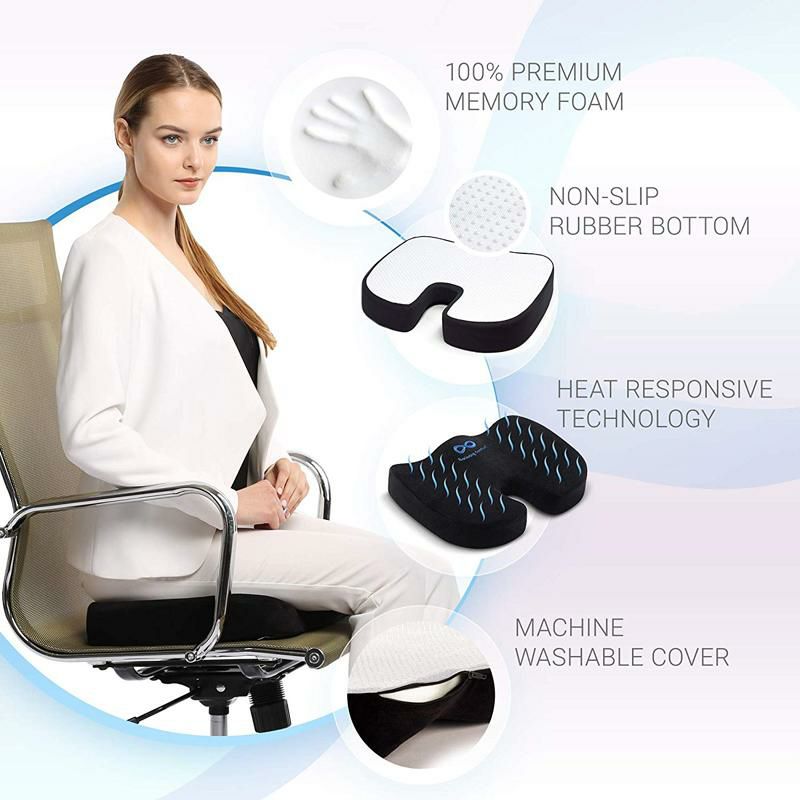 シートクッション座位坐骨神経痛オフィス椅子EverlastingComfortSeatCushionforOfficeChair-TailbonePainReliefCushion-CoccyxCushion-SciaticaPillowforSitting