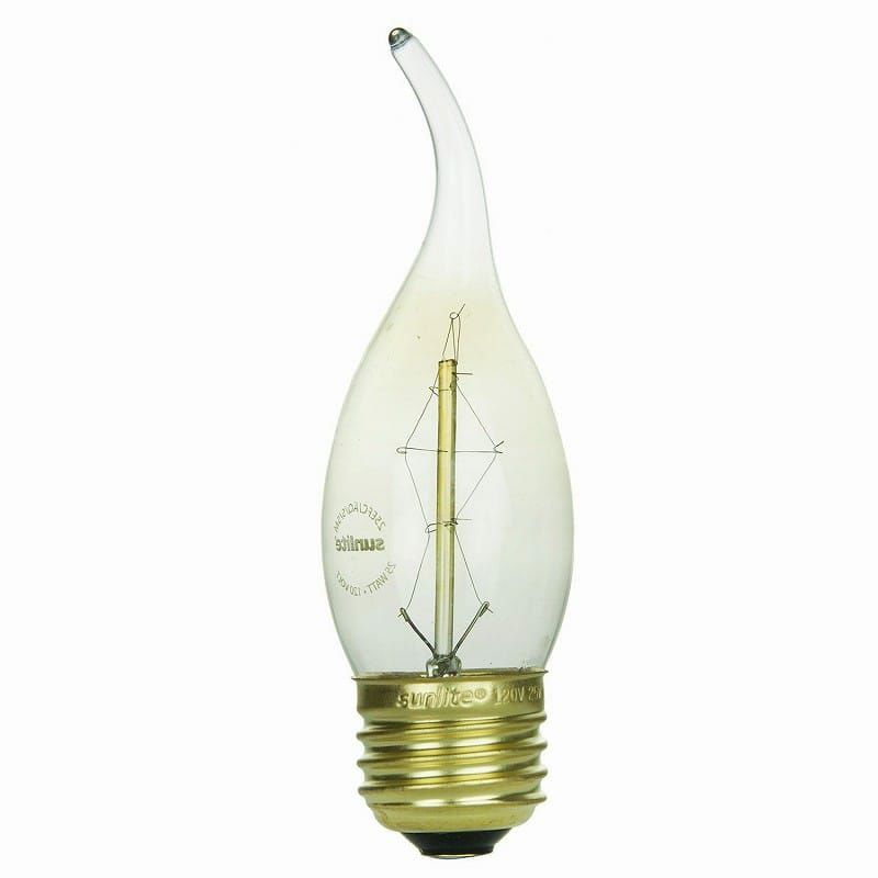 サンライト25ワット白熱灯アンティーク電球3パックSunlite25EFC/AQ/S/SM/3PK120-volt25-wattMediumBaseIncandescentFlameTipChandelierLamp,3-Pack