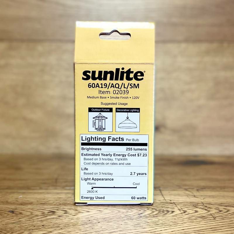 サンライト60ワットアンティークビクトリアスタイルA19電球Sunlite60A19/AQ/L/SM60-wattAntiqueVictorianStyleA19,MediumBase,Smoke