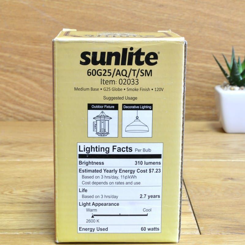 サンライト60ワットアンティークヴィンテージスタイルG25電球Sunlite60G25/AQ/T/SM60-wattAntiqueVintageStyleG25,MediumBase,Smoke