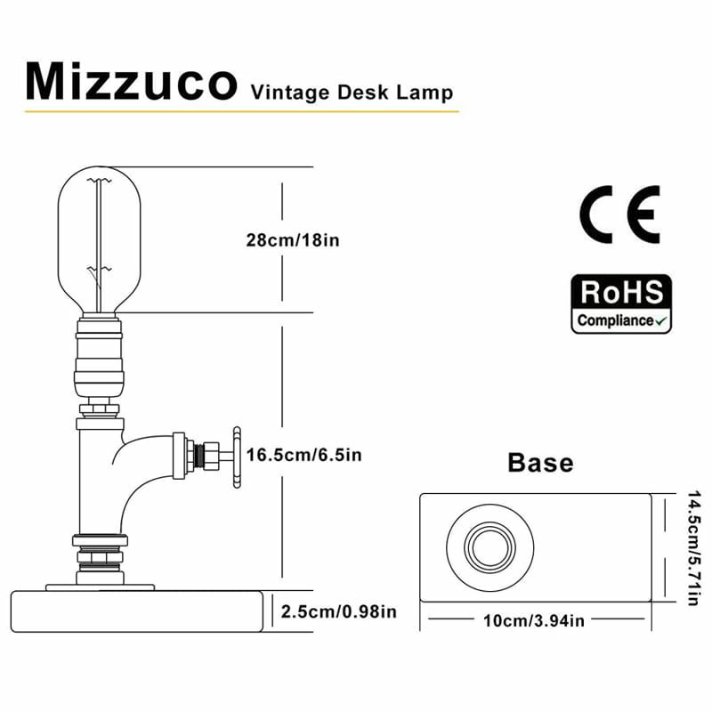 ビンテージデスクライトデスクランプパイプレトロVintageDeskLamp,DimmableRetroIndustrialDeskLightIronPipeTableLamp