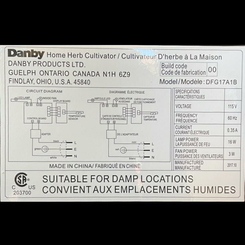 水耕栽培器LEDライトプランターハーブ野菜室内屋内ダンビーDanbyFresh1.7cu.ftHomeHerbGrowerDFG17A1B家電