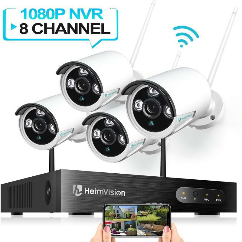 防犯カメラ4個セットセキュリティ屋外ワイヤレスアプリ連携HeimVisionHM2411080PWirelessSecurityCameraSystem,8CHNVR4PcsOutdoorWiFiSurveillanceCamerawithNightVision,Waterproof,MotionAlert,RemoteAccess,NoHardDisk