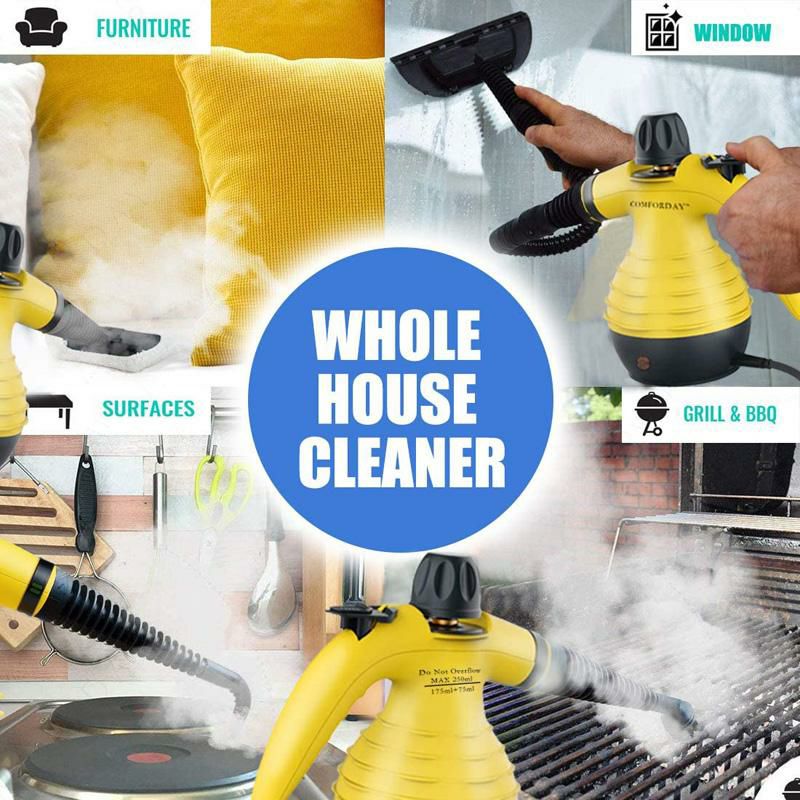 スチームクリーナーアクセサリー9種セットComfordayMulti-PurposeHandheldPressurizedSteamCleanerwith9-PieceAccessoriesforStainRemoval,Carpets,Curtains,CarSeats,KitchenSurface&MuchMore(Yellow)家電