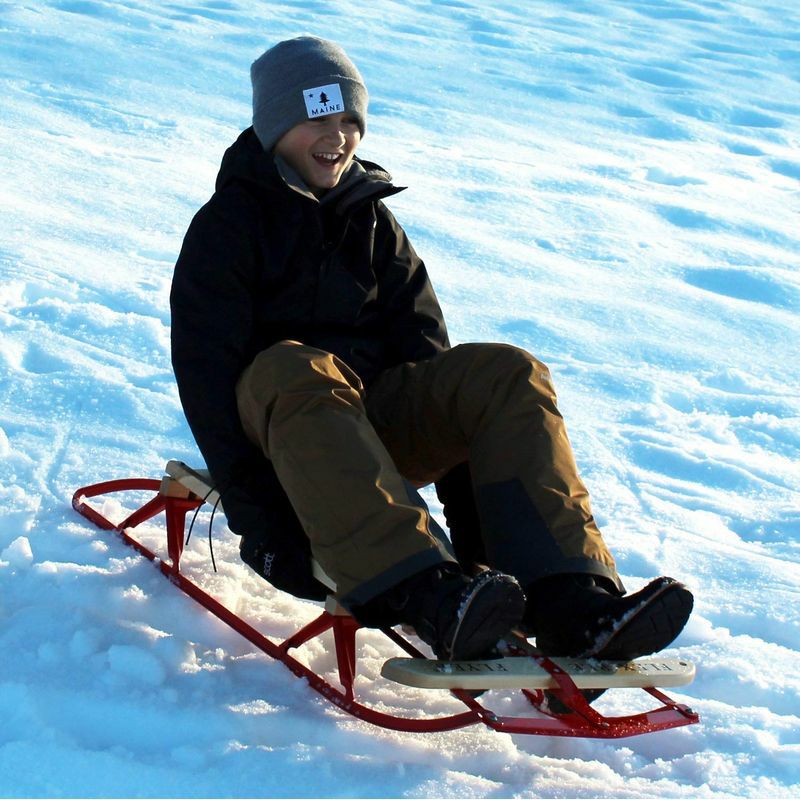 ソリスライダースチールウッド木アウトドアFlexibleFlyerMetalRunnerSled.Steel&WoodSteeringSnowSlider