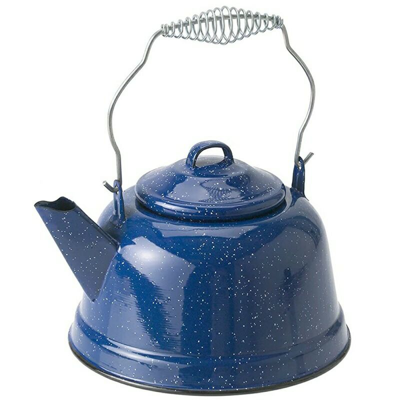 アウトドアホーローケトルブルーGSIOutdoorsEnamelwareTeaKettle,10-Cup