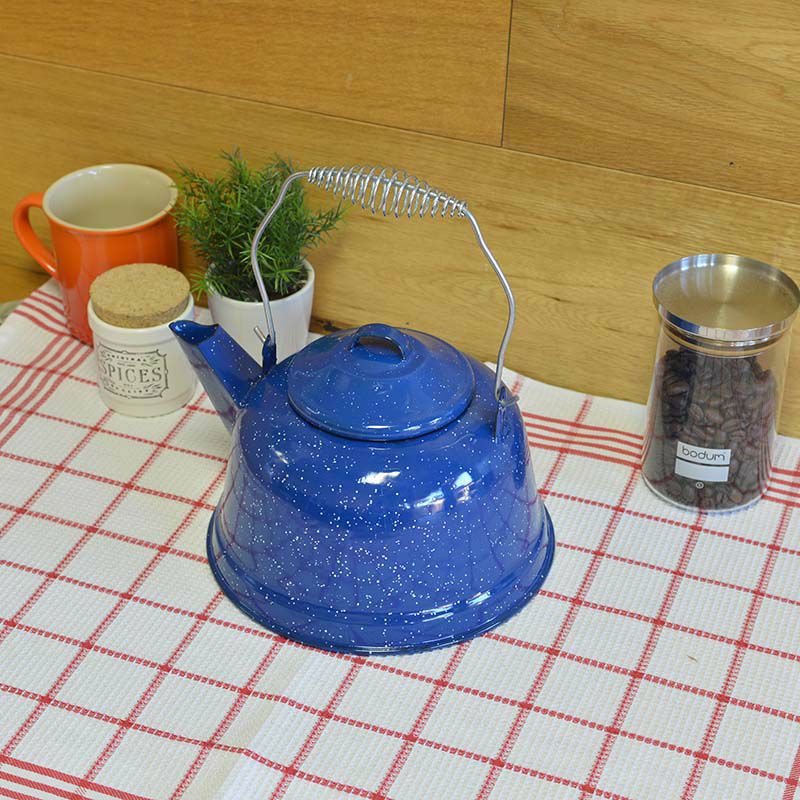 キャンプ用アウトドアホーローケトルやかんブルーGSIOutdoorsEnamelwareTeaKettle,10-Cup