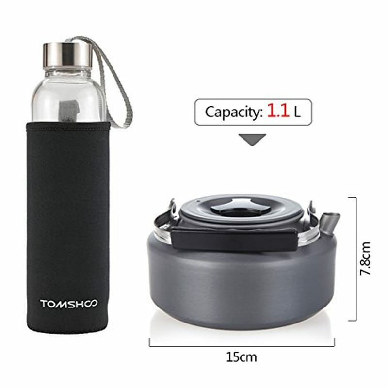 アウトドアコンパクトアルミ製ケトル1.1LDocooler1.1LPortableUltralightCampingWaterKettleOutdoorCoffeePotForHikingandPicnic