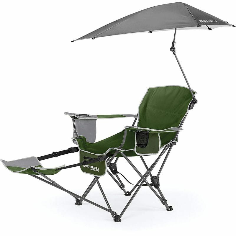日傘付折り畳み椅子リクライニング3段階日焼け対策ビーチチェア野外フェス運動会キャンプSport-BrellaReclinerChair