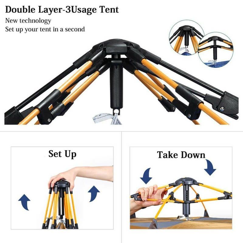 テント小型最大4人アウトドアキャンプフェス日除けToogh3-4PersonCampingTentBackpackingTentsHexagonWaterproofDomeAutomaticPop-UpOutdoorSportsTentCampingSunShelters