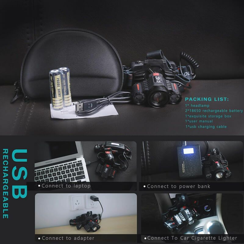 LEDヘッドライト充電式ヘッドランプ6000ルーメン防水キャンプアウトドアHeadlamp,CobizBrightestHigh6000LumenLEDWorkHeadlight,18650USBRechargeableWaterproofFlashlightwithZoomableWorkLight,HeadLightsforCamping,Hiking,Outdoors