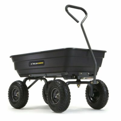 ガーデンダンプカート ポリ キャリーカート ワゴン ブラック ゴリラカート 対荷重270kgまで タイヤ直径25cm Gorilla Carts GOR4PS Poly Garden Dump Cart with Steel Frame and 10-in. Pneumatic Tires