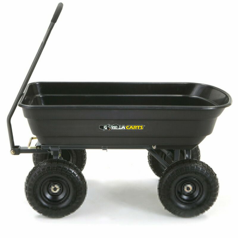 ガーデンダンプカートポリキャリーカートワゴンブラックゴリラカートGorillaCartsGOR4PSPolyGardenDumpCartwithSteelFrameand10-in.PneumaticTires,600-PoundCapacity,Black