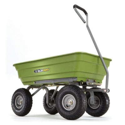 ガーデンダンプカート ポリ キャリーカート ワゴン グリーン 対荷重270kgまで ゴリラカート Gorilla Carts Poly Garden Dump Cart with Steel Frame and 10