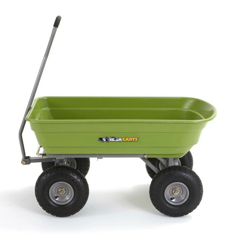 ガーデンダンプカートポリキャリーカートワゴングリーンゴリラカートGorillaCartsPolyGardenDumpCartwithSteelFrameand10"PneumaticTires,600-lbs.Capacity,GreenGOR4G(-COM)